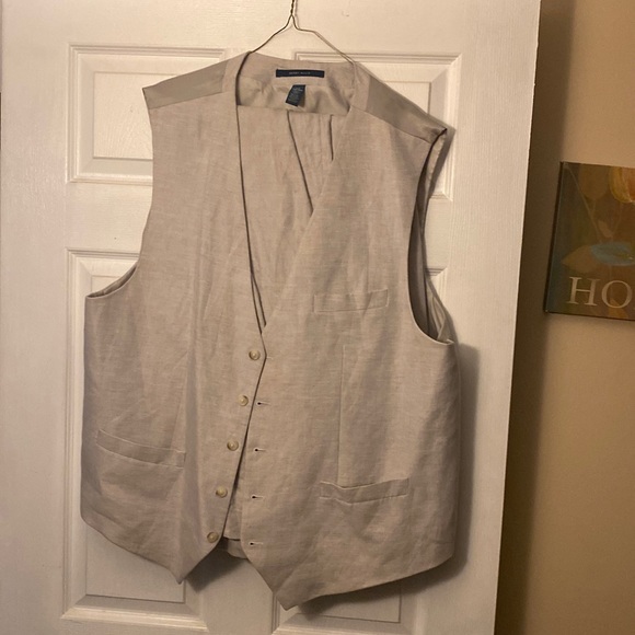 Perry Ellis vest and pants set 2xl tall pants 44x36 this is a Linen set - Picture 1 of 6